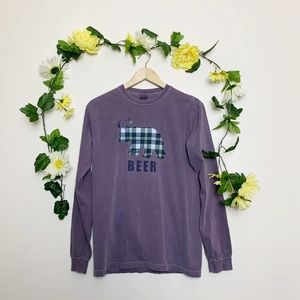 Beer Plaid Bear Long Sleeve T-Shirt Small